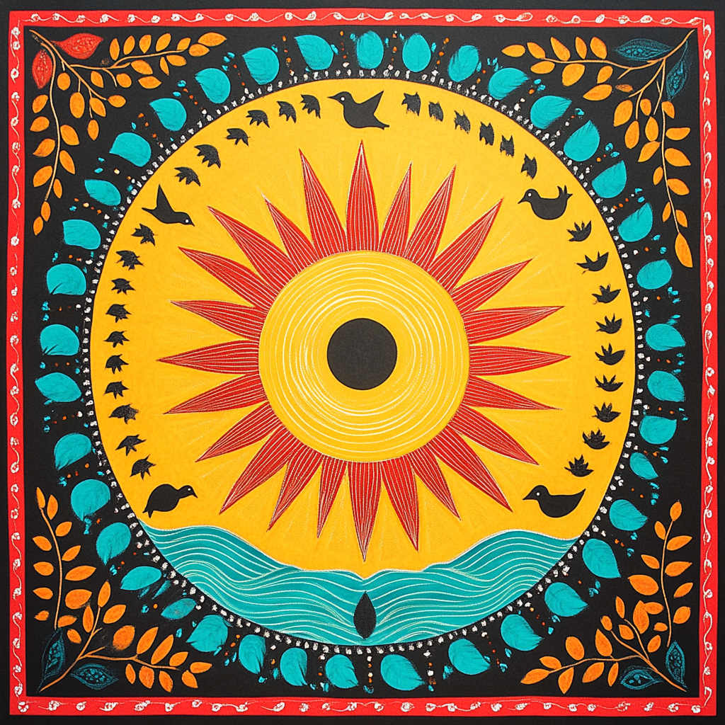 Norval Morrisseau Inspired Sun Drum Of The Woodland Sky Paint by numbers kits