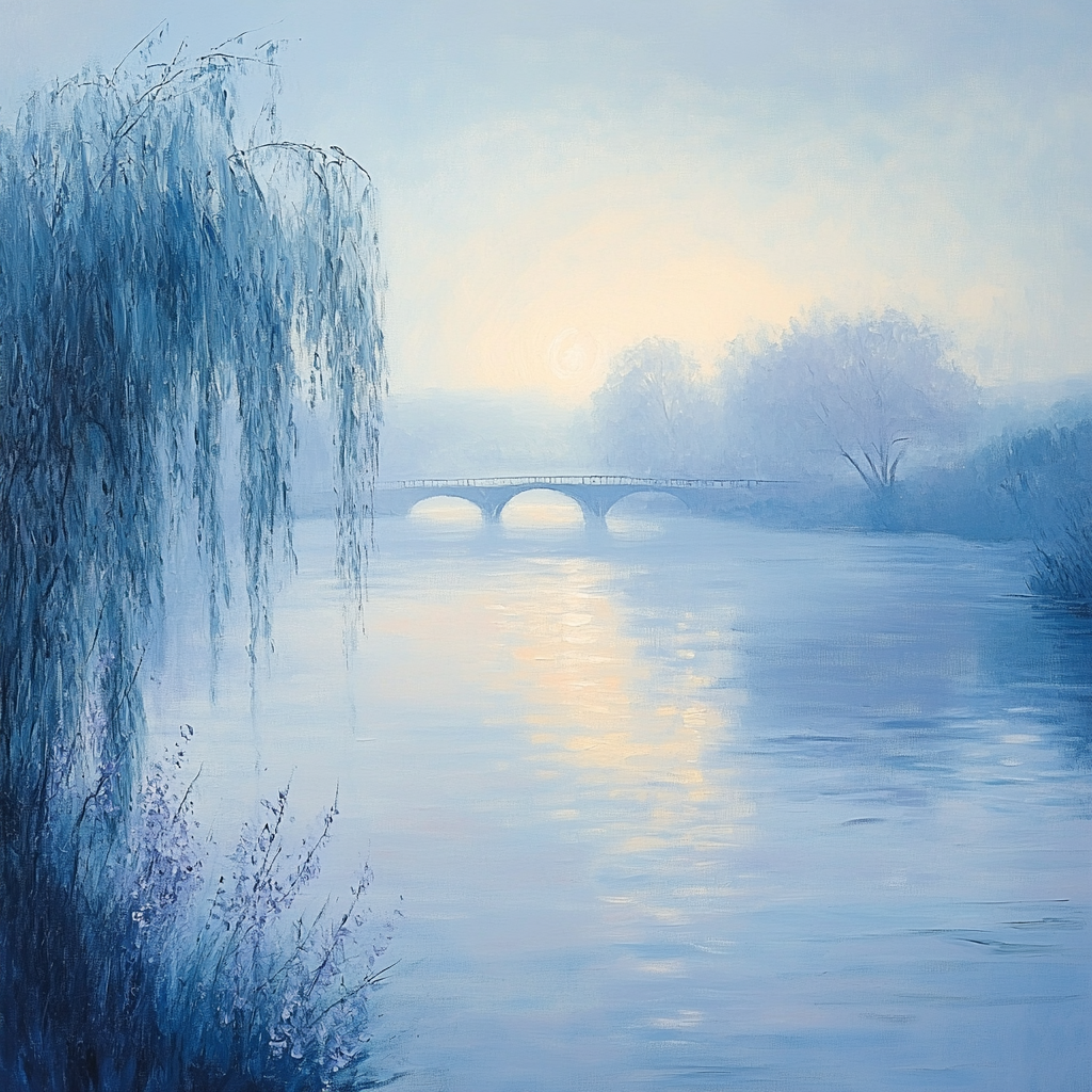 Monet Inspired Misty River Dawn paint by number