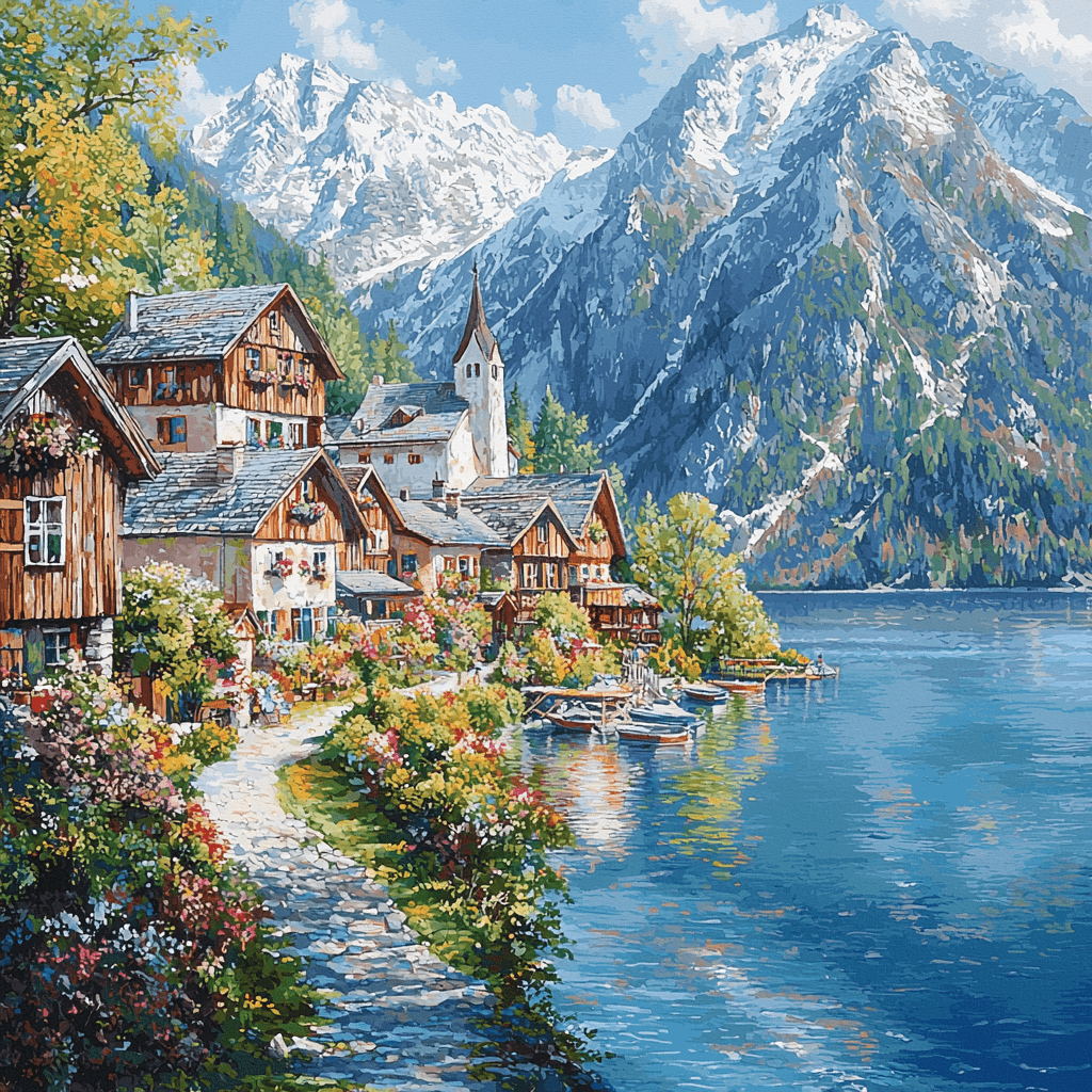 Hallstatt Lakeside Village Numbered Painting Kits