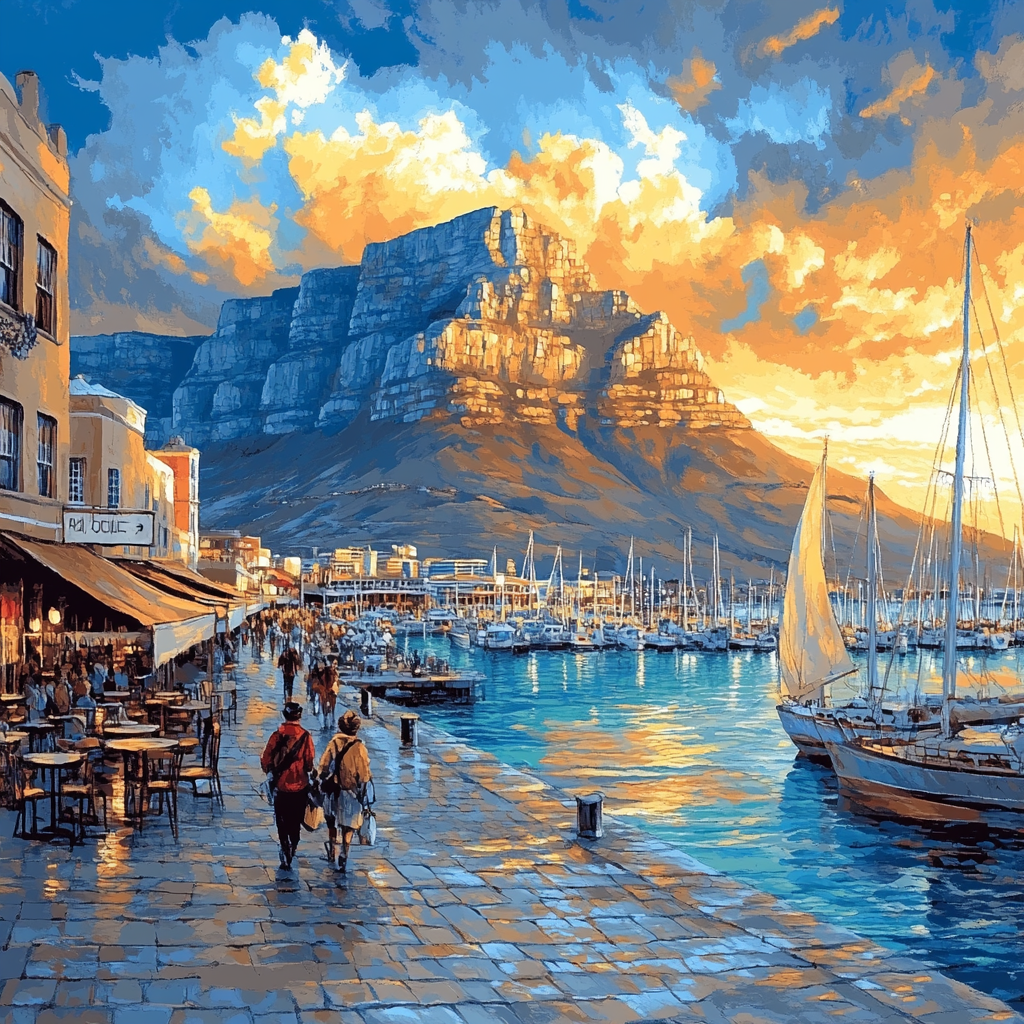 Table Mountain And V A Waterfront Cape Town South Africa paint by numbers