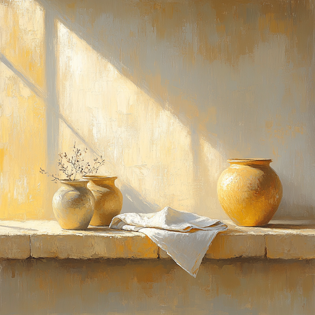 Johannes Vermeer Inspired Golden Light On Delft Window Ledge paint by numbers