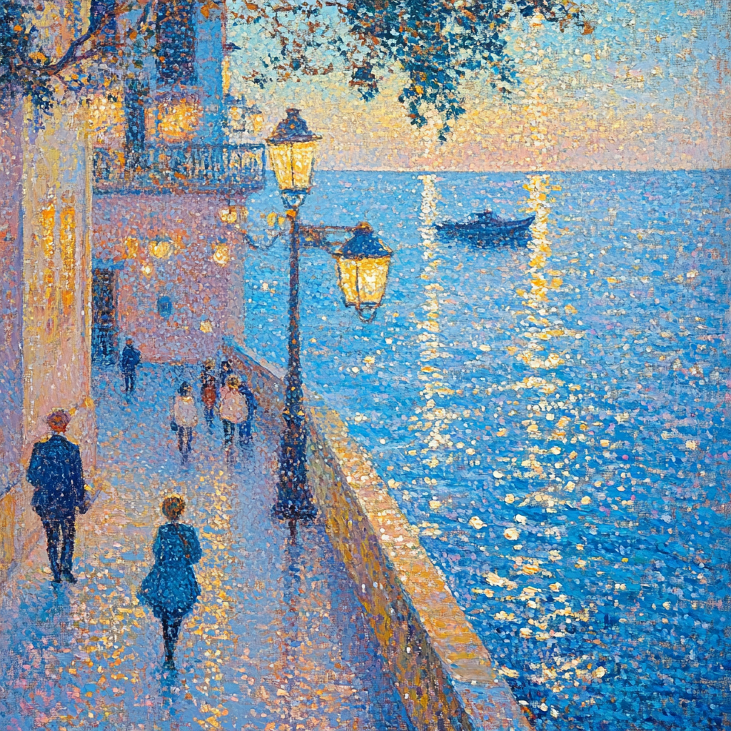 Seurat Inspired Ocean Promenade DIY paint by numbers
