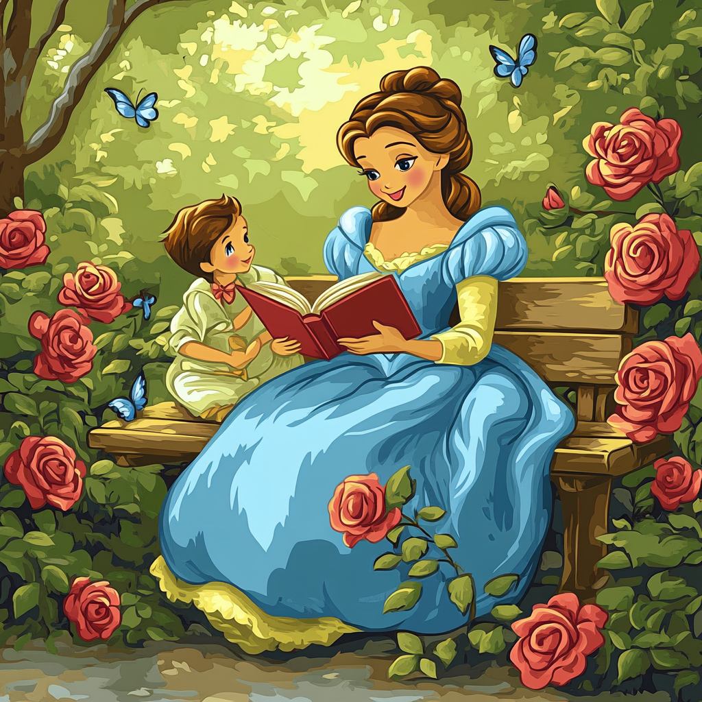 Belle Garden Reading Disney Inspired paint by number