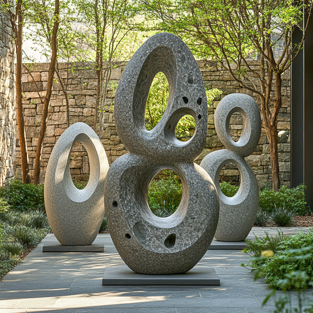 Barbara Hepworth Inspired Abstract Sculpture Garden Numbered painting kits