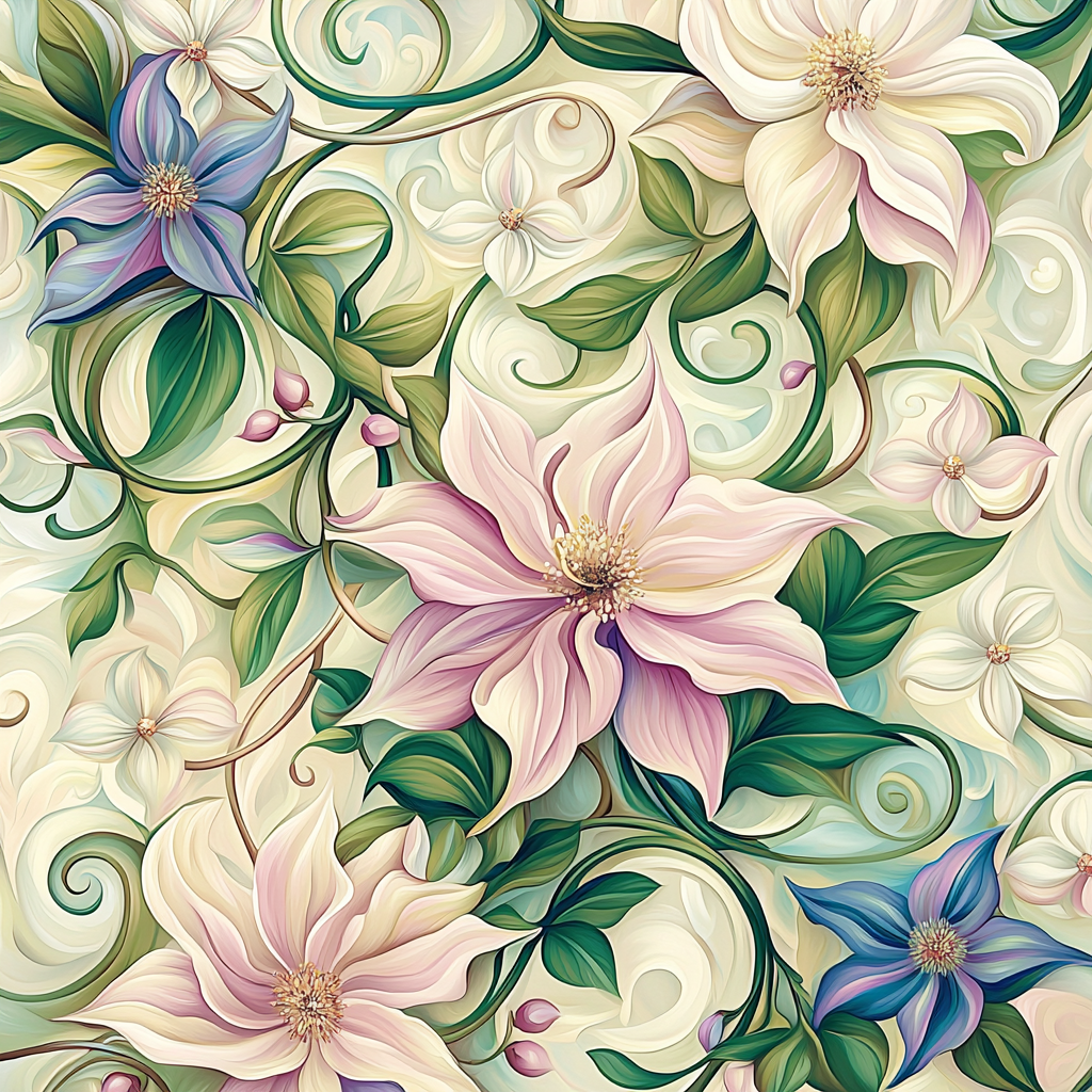 Alphonse Mucha Inspired Serenity In Blooms Painting By Numbers Kit