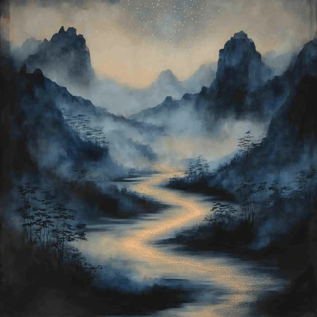 Zhao Mengfu Inspired River Of Falling Stars Paint by numbers art