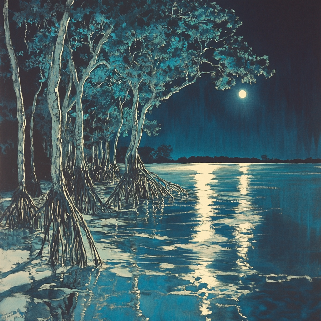 Edgar Degas Inspired Moonlit Mangrove Number painting