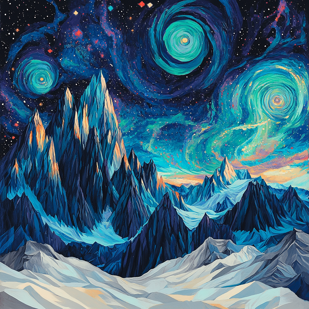 Paul Cézanne Inspired Cosmic Mountainscape Paint by numbers kits