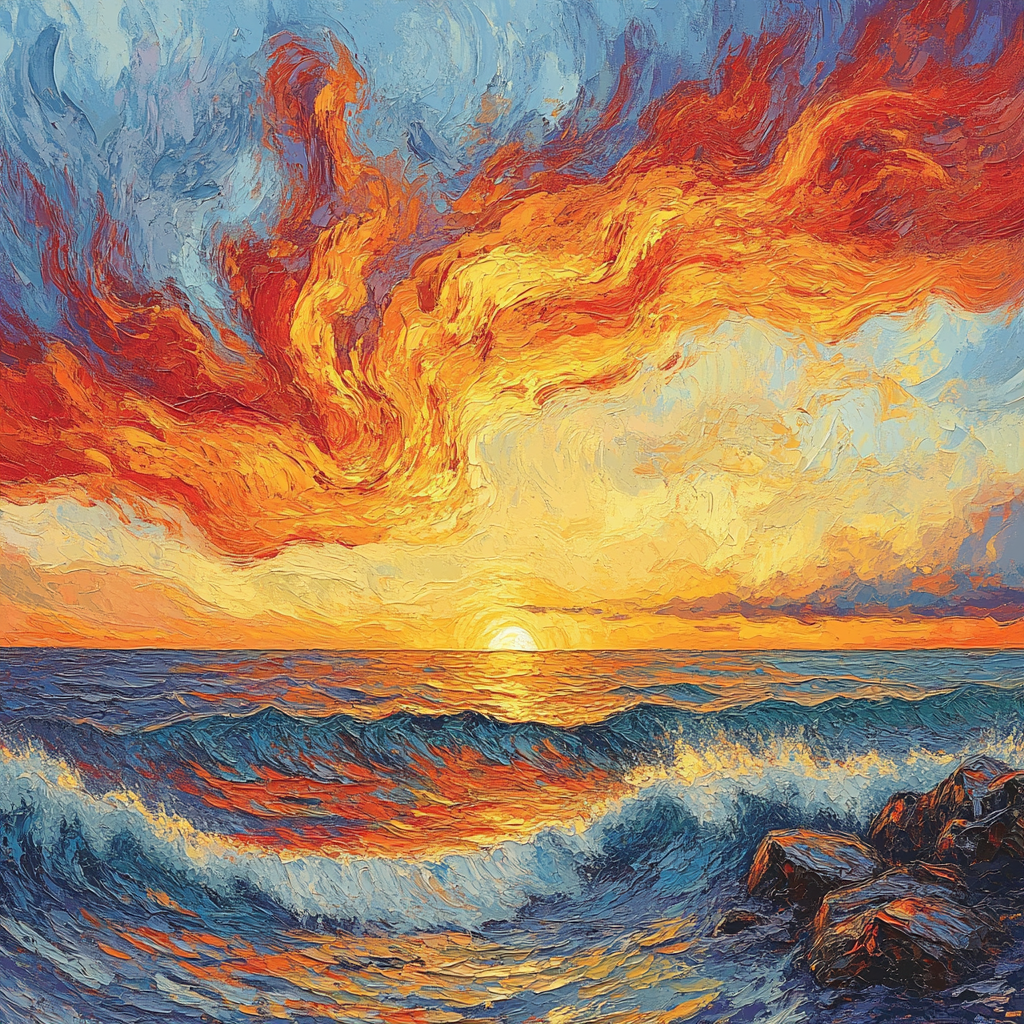 Edvard Munch Inspired Fjord Sunset Pulse Paint by numbers kits
