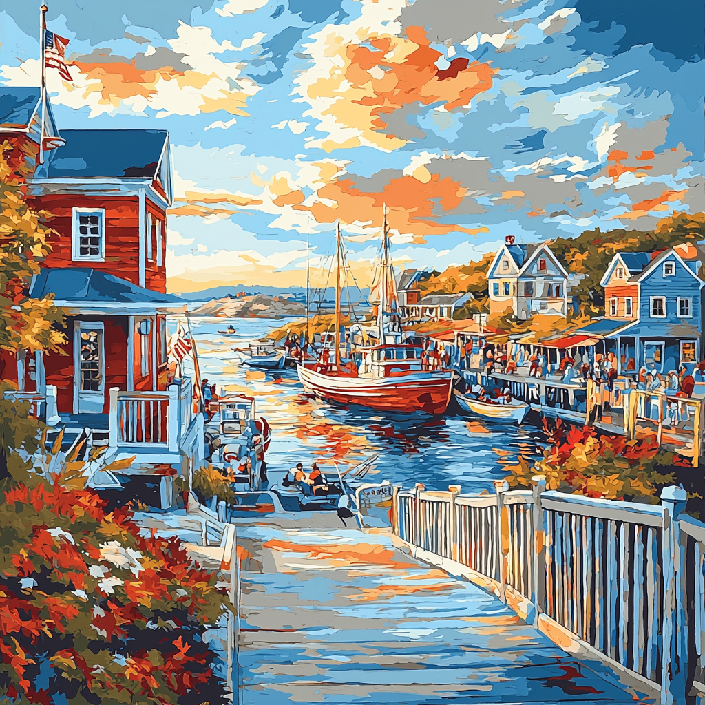 Homer Inspired Seaside Fisherman's Wharf DIY Paint By Numbers