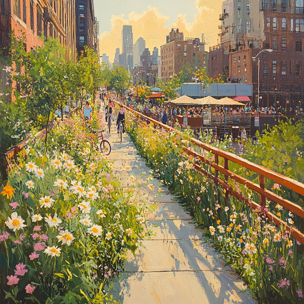 High Line Garden Walk New York United States paint by number