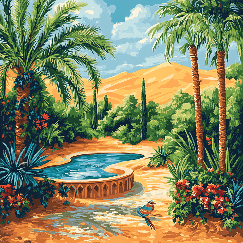 Henri Rousseau Inspired Desert Oasis Numbered painting kits