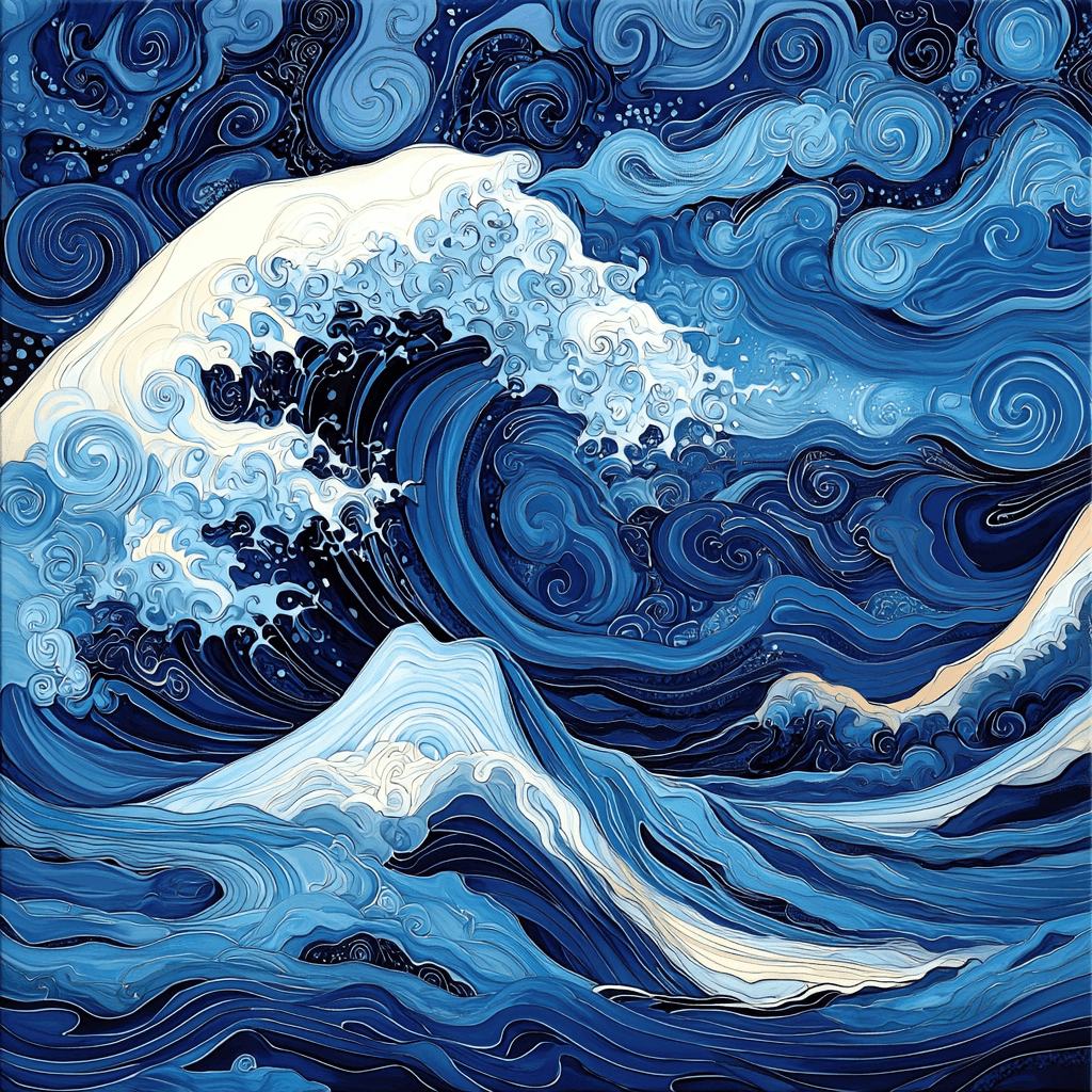 Hokusai Inspired Rhythmic Ocean Waves Paint By Numbers