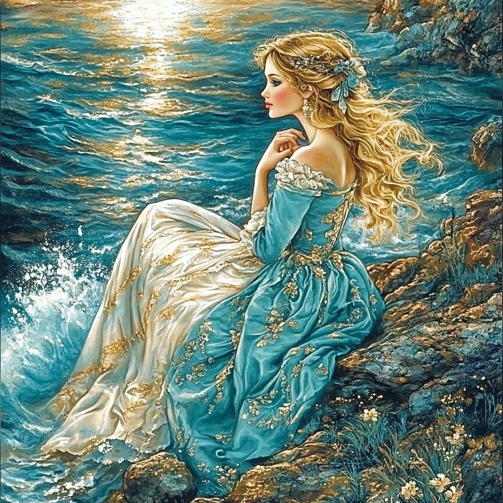 Waterhouse Inspired Siren On Rocks Painting by numbers kit