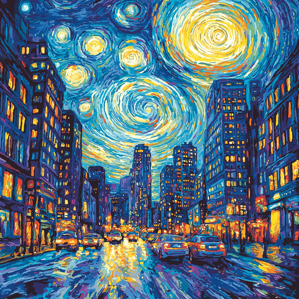 Vincent Van Gogh Inspired Electric Cityscape Painting By Numbers Kit