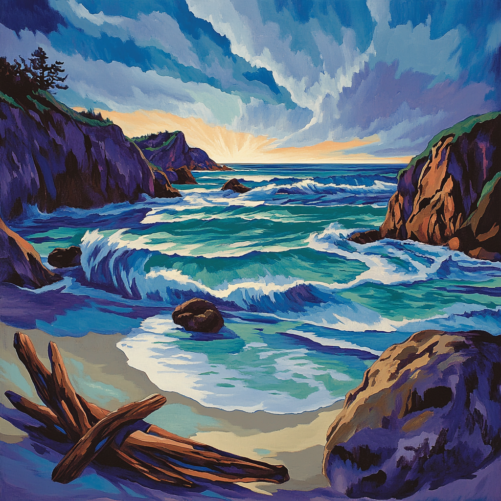 Emily Carr Inspired Drifting Coastline Ebb Number painting