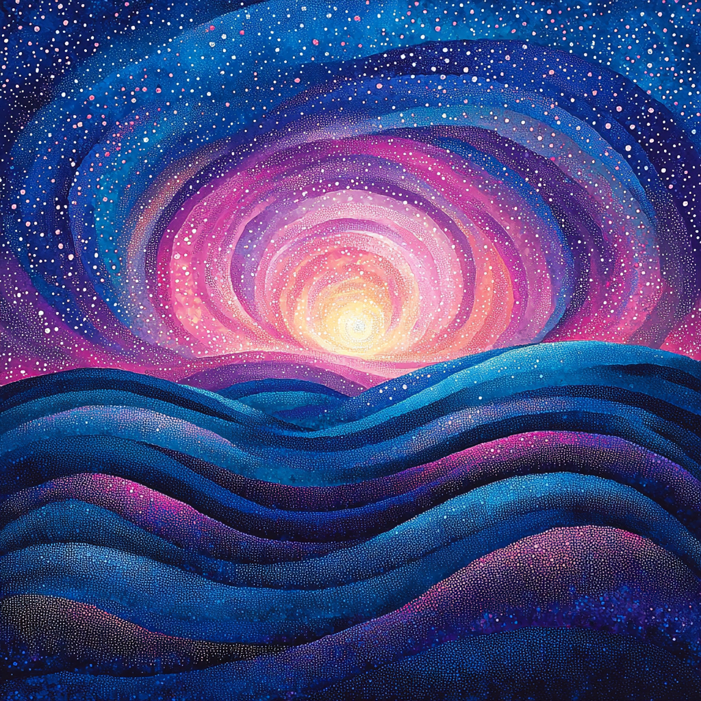 Georges Seurat Inspired Galactic Dawn Chorus Paint By Color