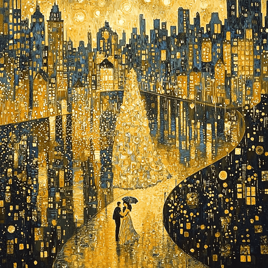 Gustav Klimt Inspired Golden Urban Dreams Paint By Color