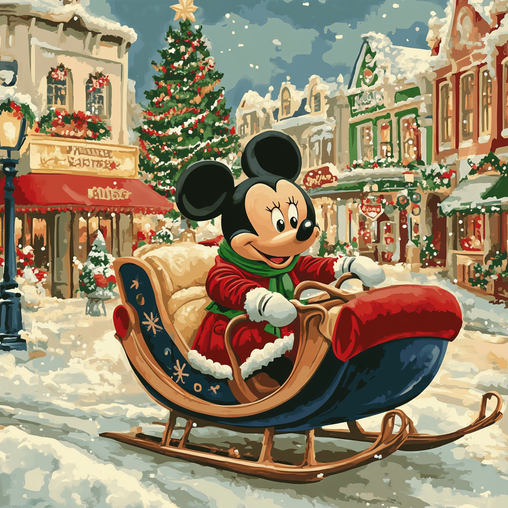 Mickeys Caroling Sleigh Number painting