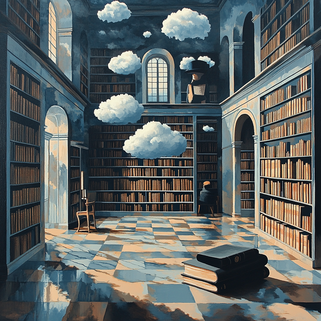 René Magritte Inspired Mystical Library Numbered painting kits