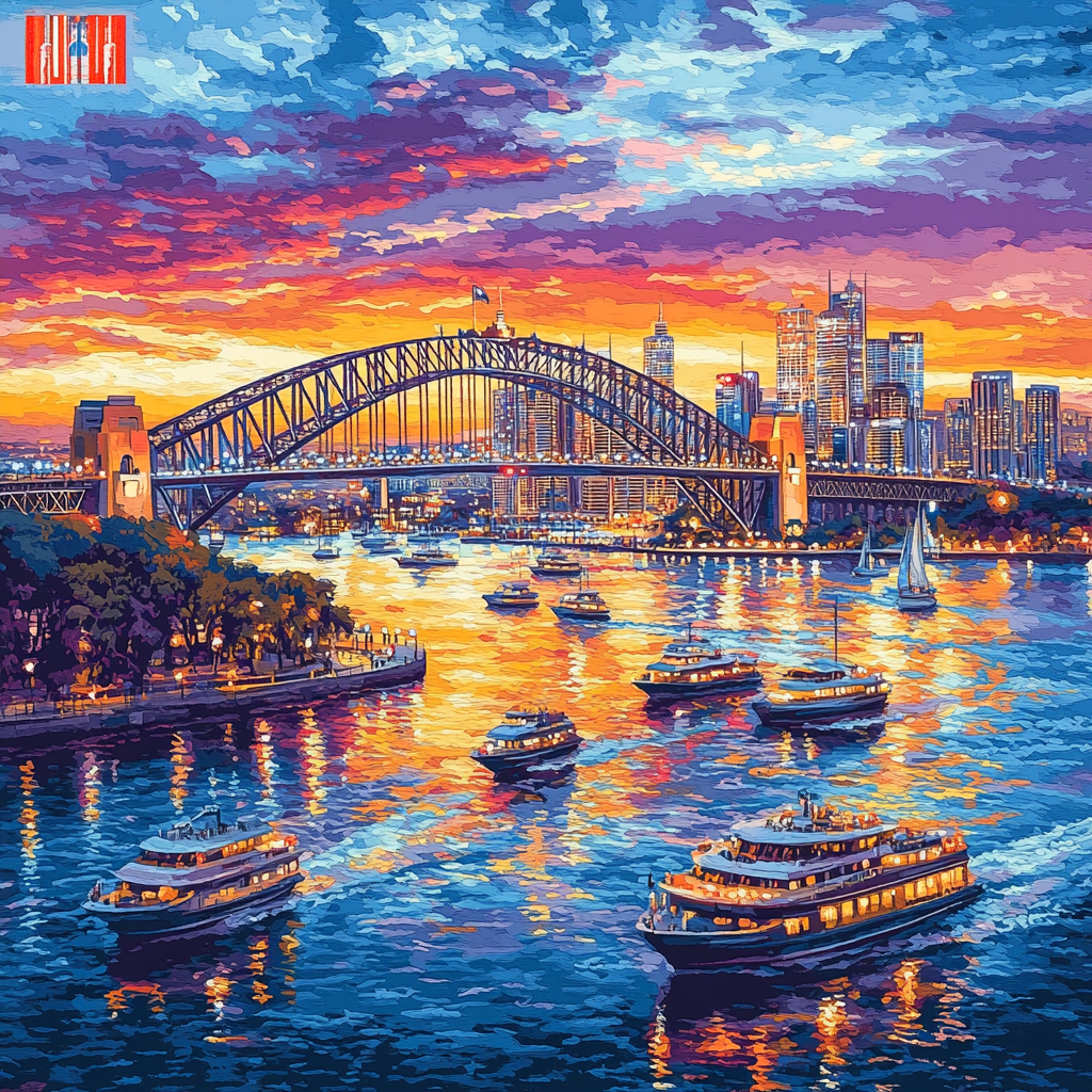 Sunset Glow Over Sydney Harbour Bridge Australia Number painting