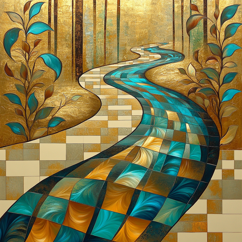 Gustav Klimt Inspired Abstract River Of Gold Paint by numbers art