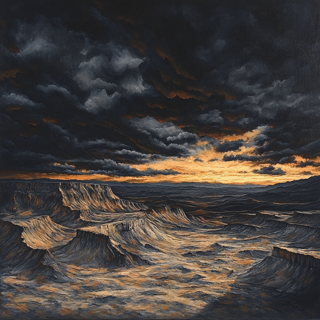 Francisco Goya Inspired Twilight Storm Over Barren Ridge Number painting