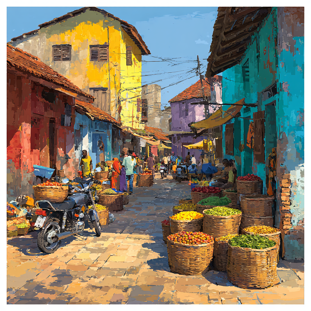 Vibrant Street Market Accra Ghana Coastal District Paint by numbers art