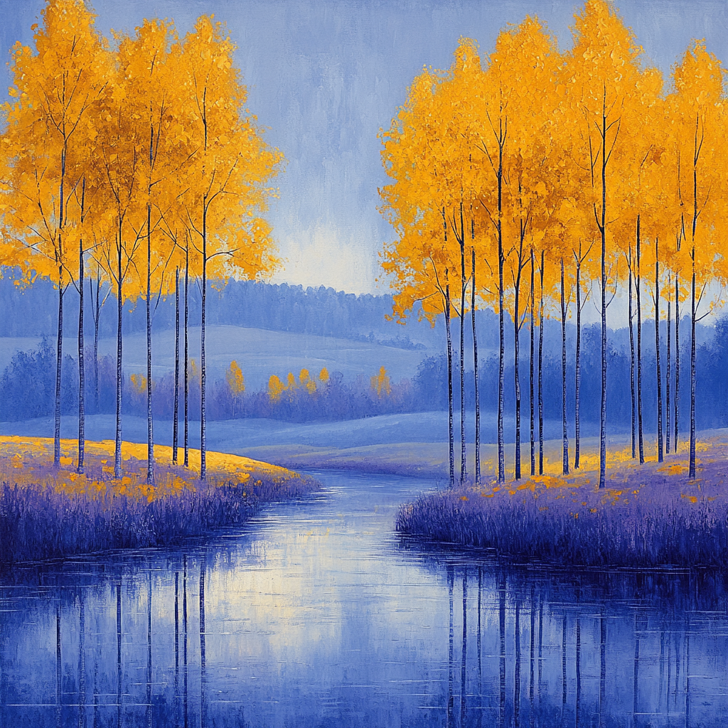 Claude Monet Inspired River Poplar Study At Autumn Mist paint by numbers