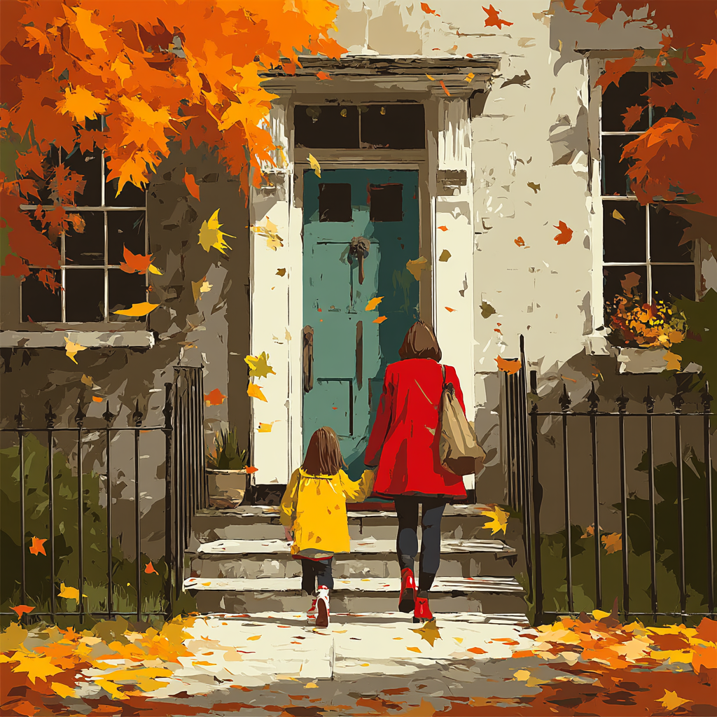 Mom And Me In Autumn Number Painting