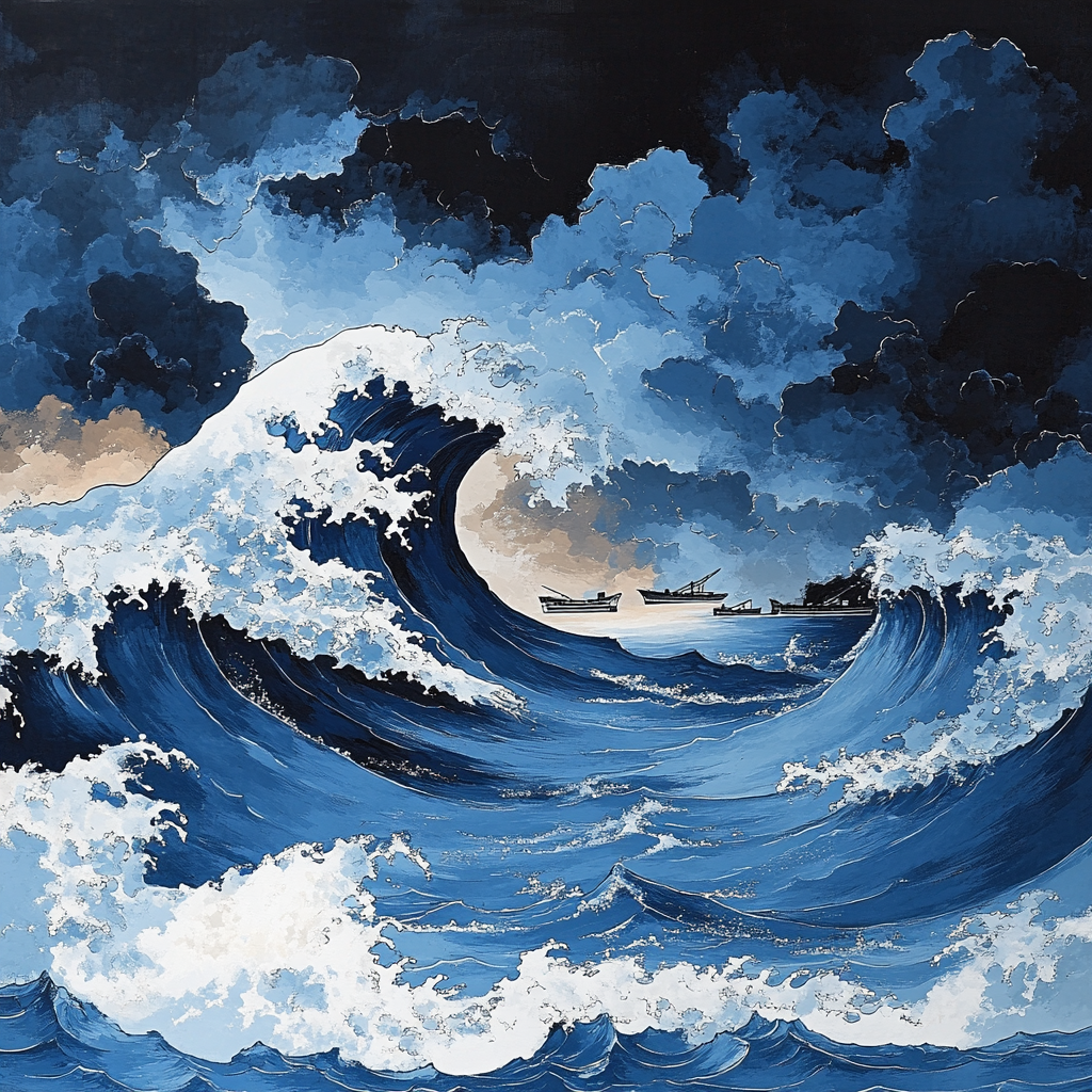Hokusai Inspired Ocean Storm Paint by numbers kits