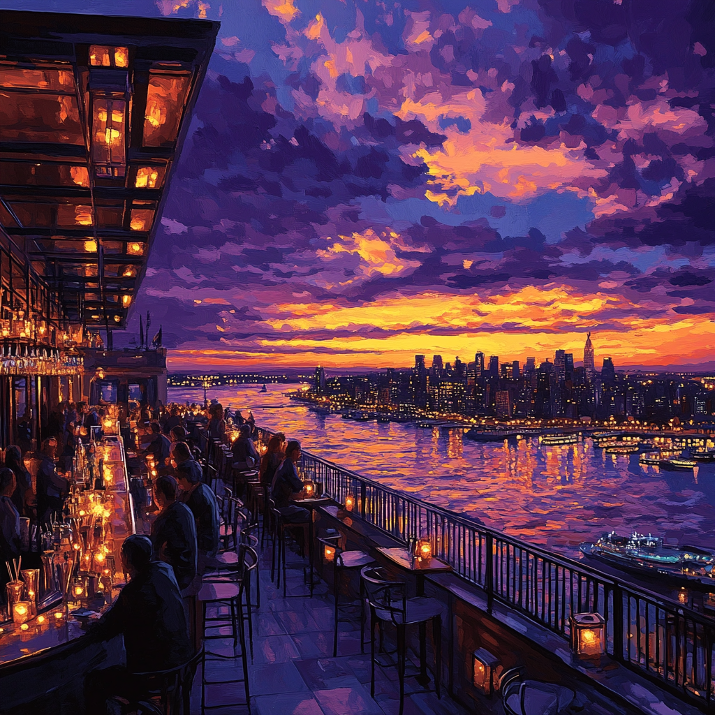 Rooftop Sunset Bar Hong Kong Mid Levels Number painting