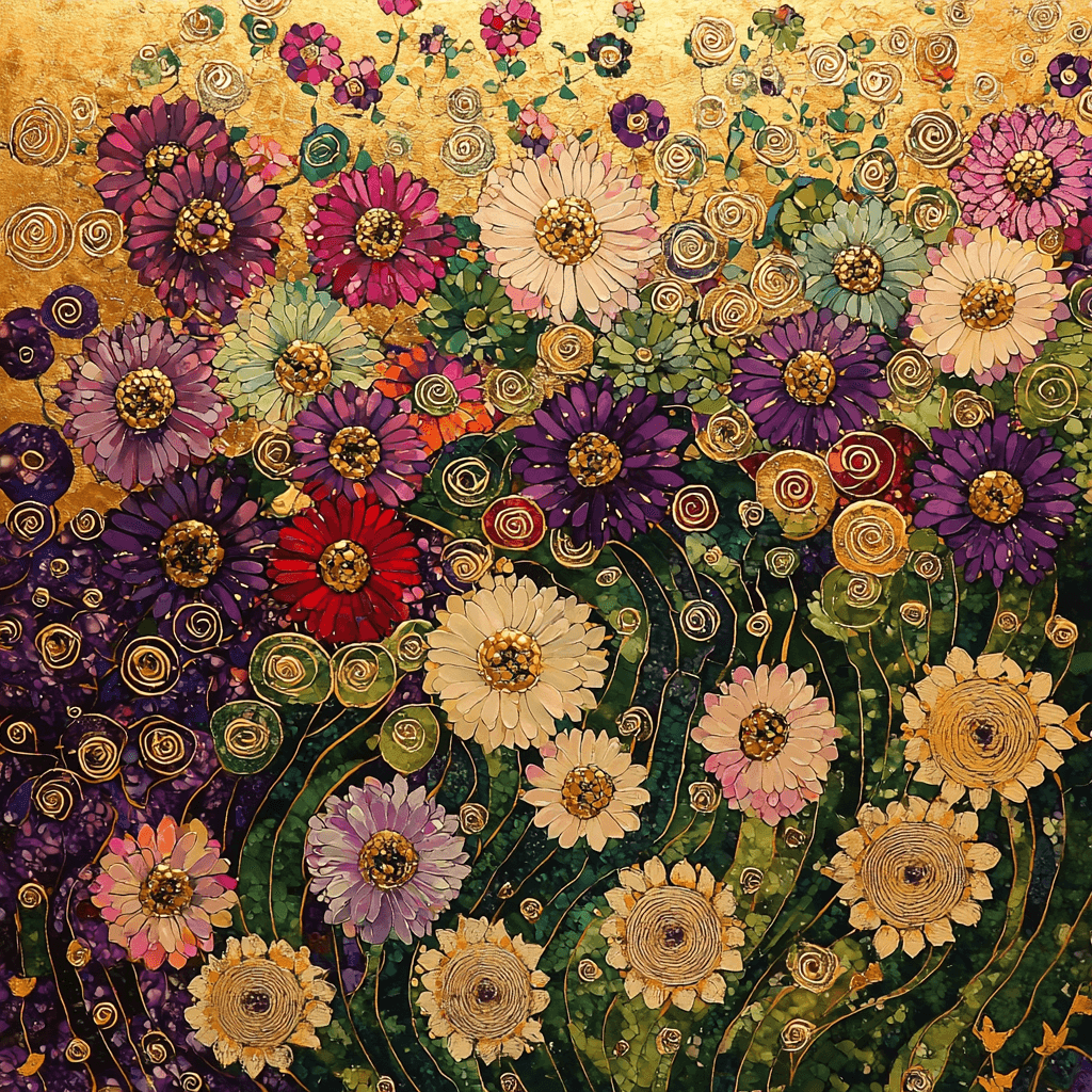 Gustav Klimt Inspired Dreamy Floral Composition Painting Number Kit