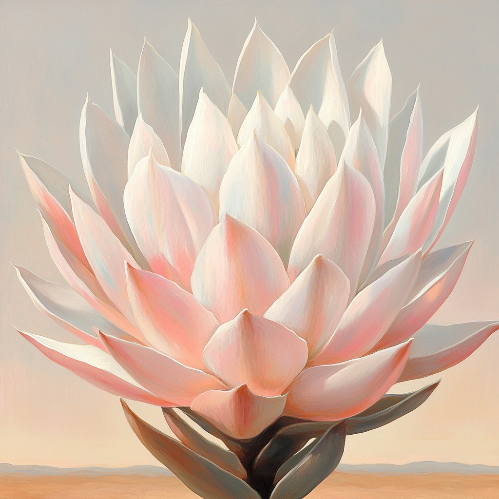 Georgia OKeeffe Inspired Luminous Agave Flower Close Up paint by color