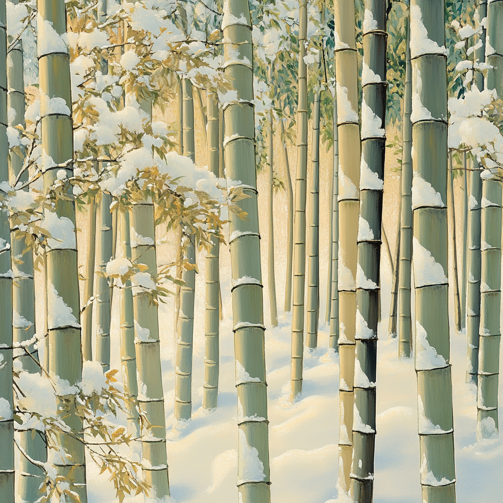 Hiroshige Inspired Winter Bamboo Glow Paint by numbers art