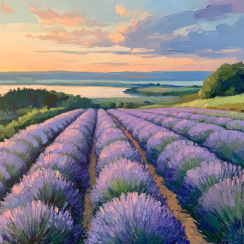 Claude Monet Inspired Lavender Fields At Dusk paint by number