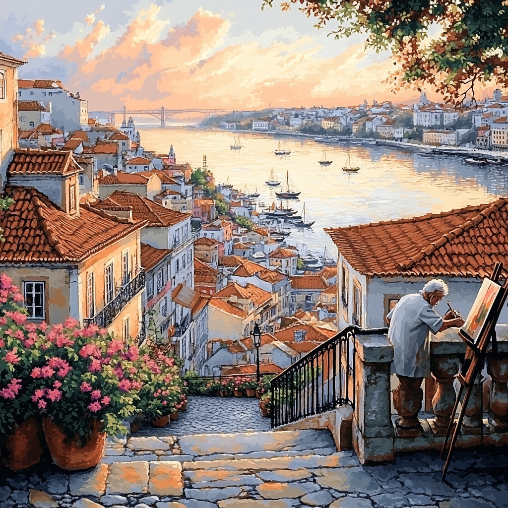 Miradouro Alfama Promenade Lisbon Portugal paint by numbers