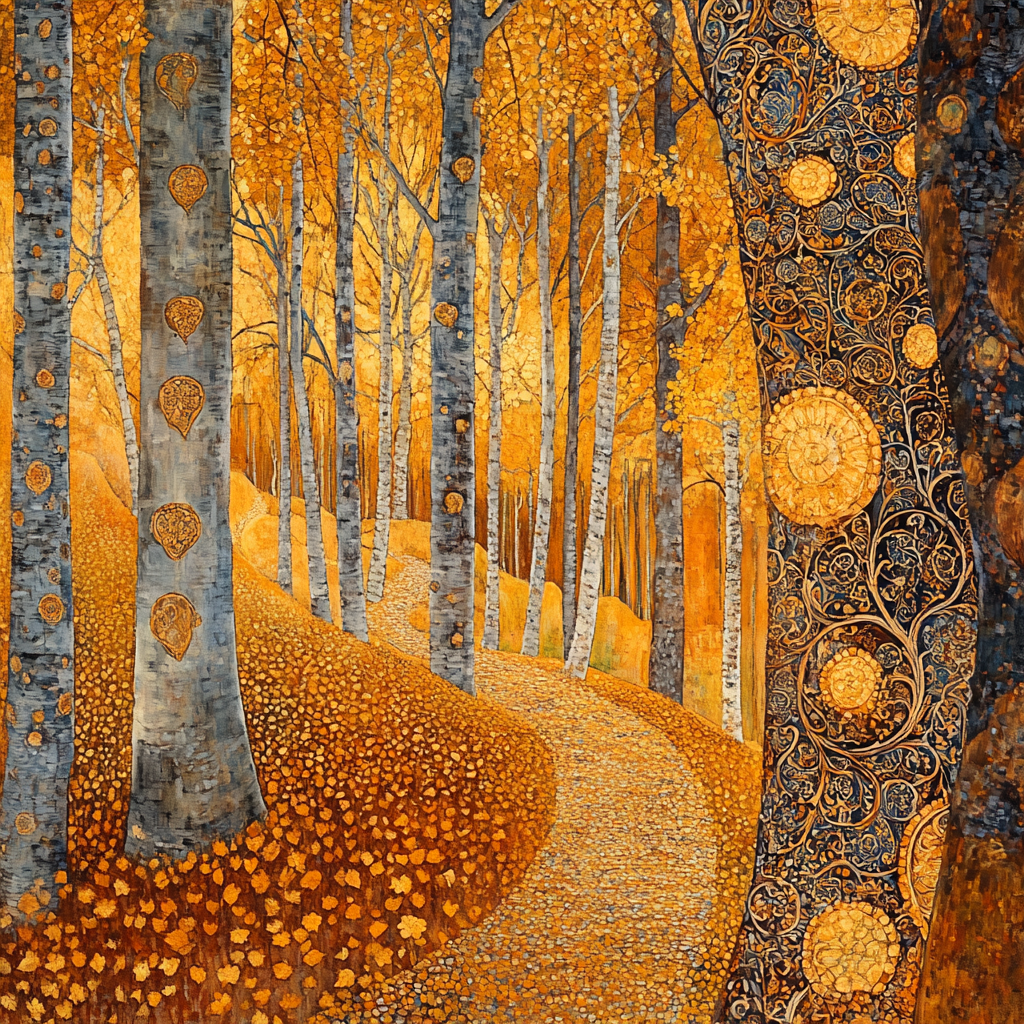Gustav Klimt Inspired Ornate Autumn Forest painting number kit