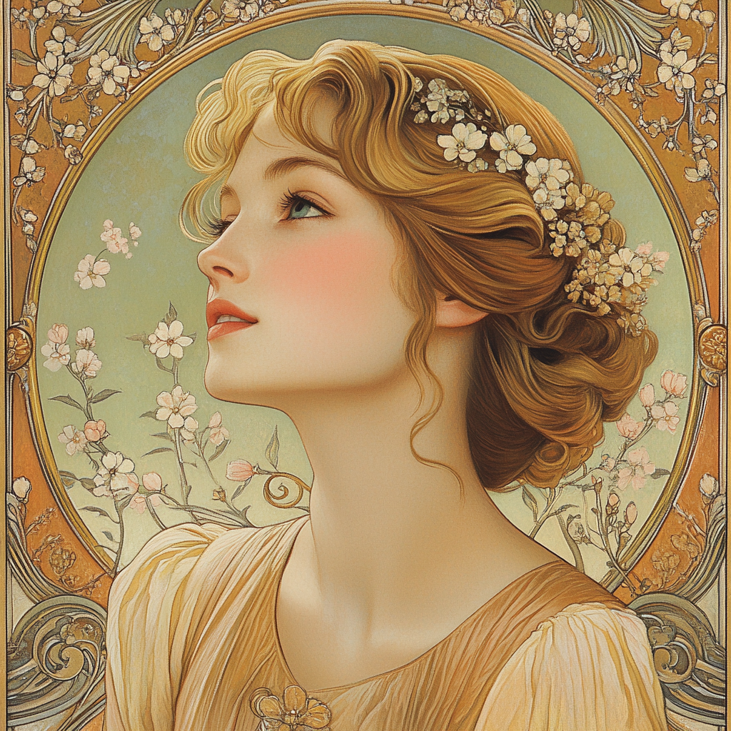 Alphonse Mucha Inspired Perfume Ad Numbered painting kits