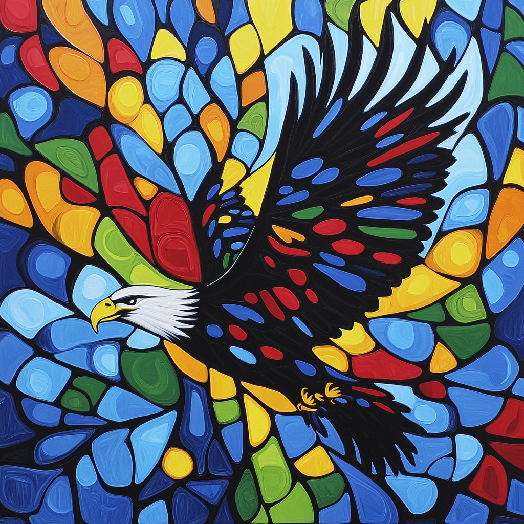 Norval Morrisseau Inspired Eagle Soaring Above Woodland Spirits Painting by numbers kit