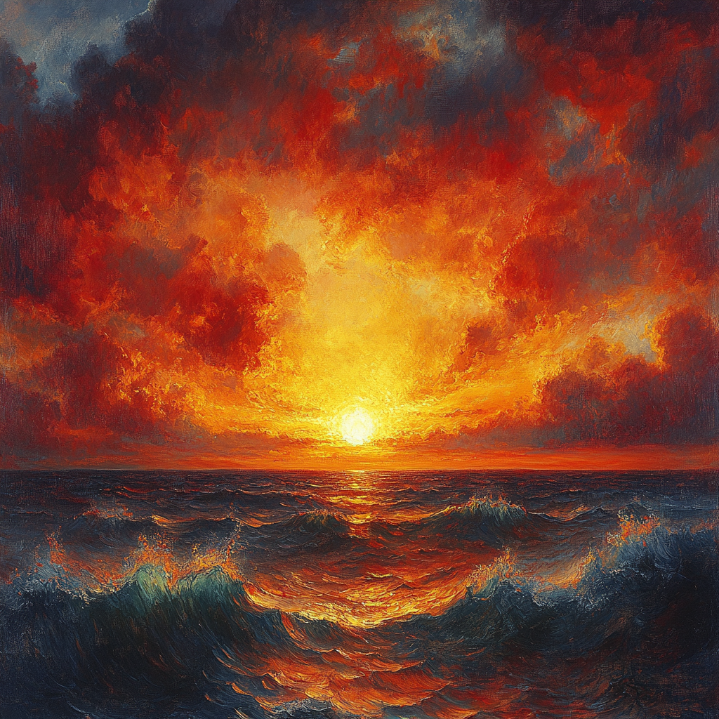 J.M.W. Turner Inspired Fiery Sunset Paint by numbers kits