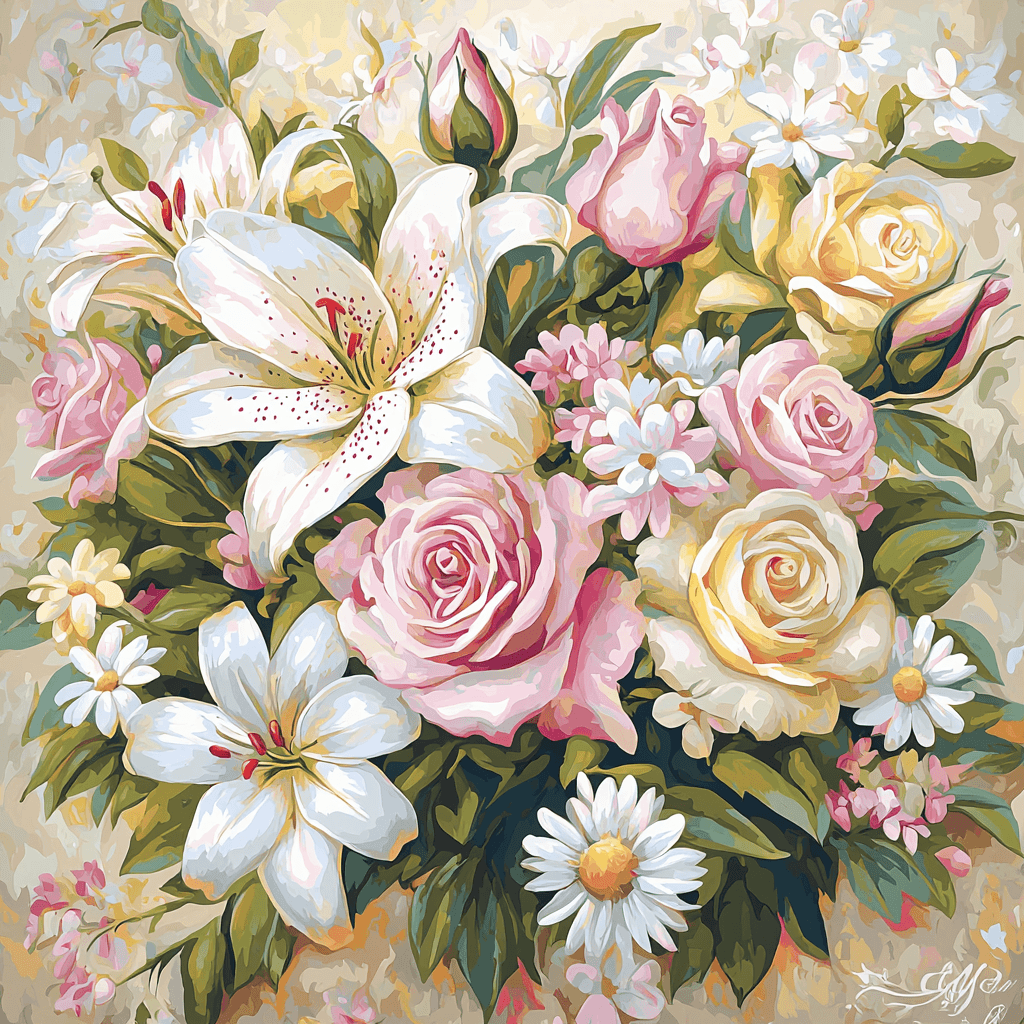 Leonardo Da Vinci Inspired Vibrant Petals Numbered Painting Kits