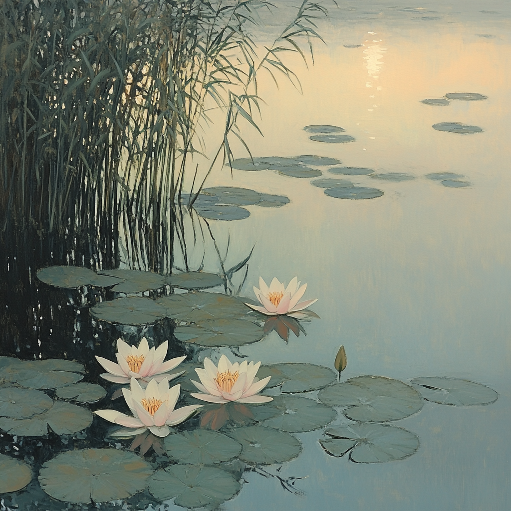 Leonardo Da Vinci Inspired Water Lily At Dawn paint by numbers