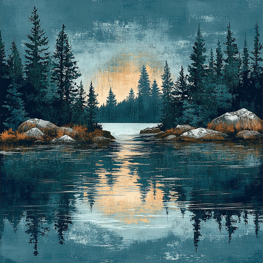 Arthur Lismer Inspired Twilight Spruce Reflections Paint by numbers kits