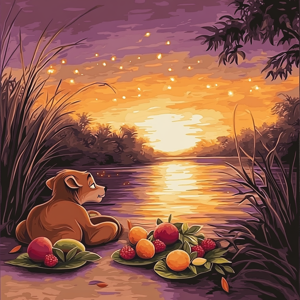 Pumbaa Sunset Picnic paint by numbers