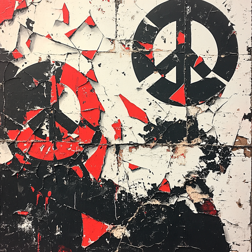 Banksy Inspired Peace Fragmentation Number painting