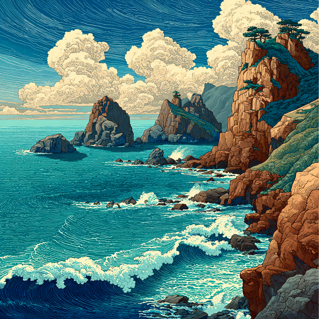 Hokusai Inspired Mountain Wave DIY paint by numbers