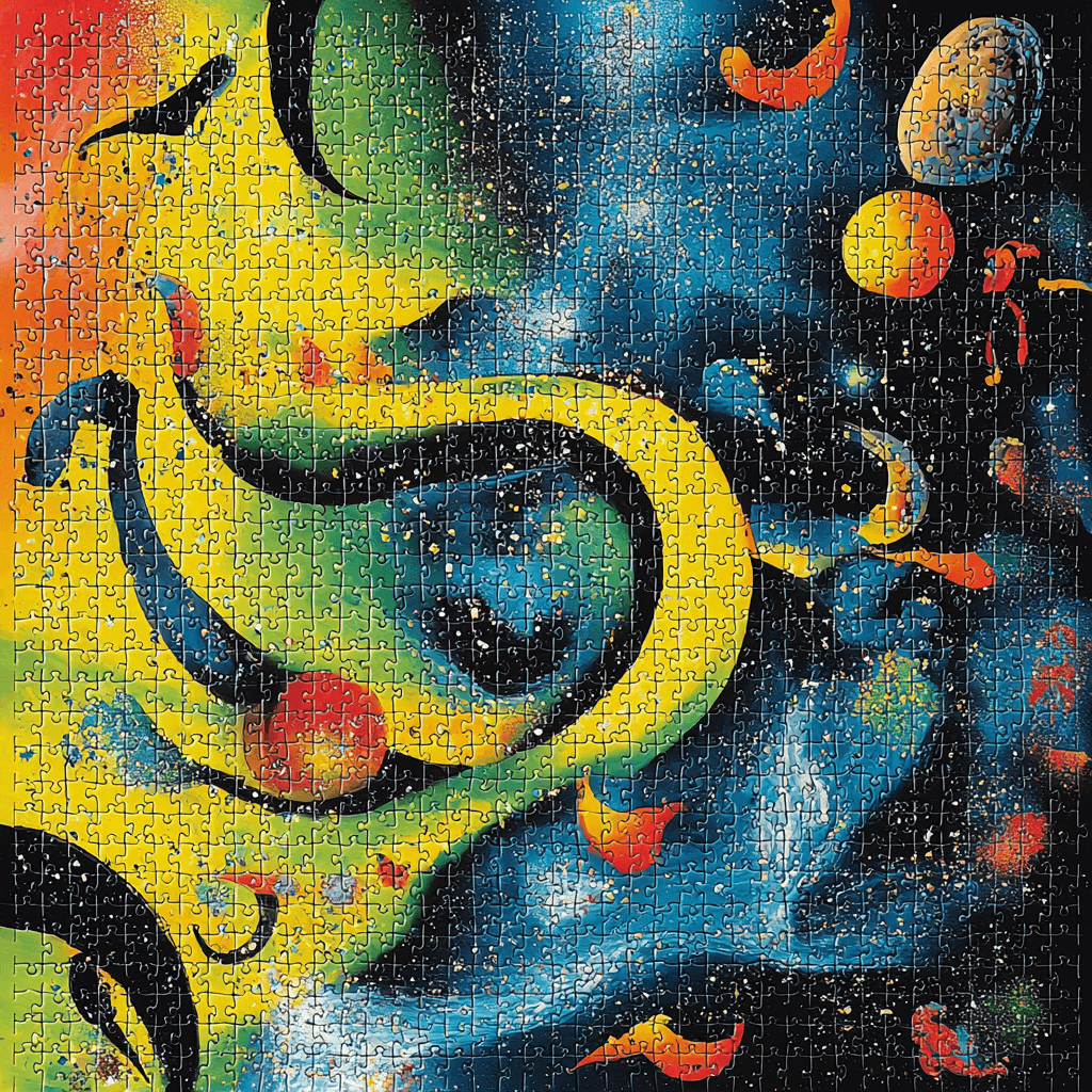 Joan Miró Inspired Abstract Adventure Puzzle Number Painting