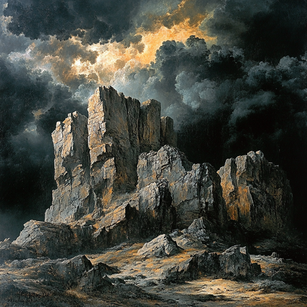 Francisco Goya Inspired Shadowed Crag Beneath Tempest Paint by numbers kits