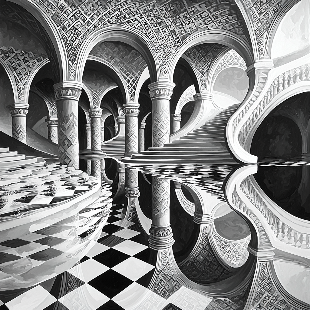 M.C. Escher Inspired Reflections Of Geometry Paint By Color